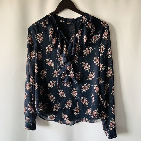 Tommy Hilfiger Tops - Tommy Hilfiger Women’s Long Sleeve Ruffled Front Floral Print Top Blouse Size S